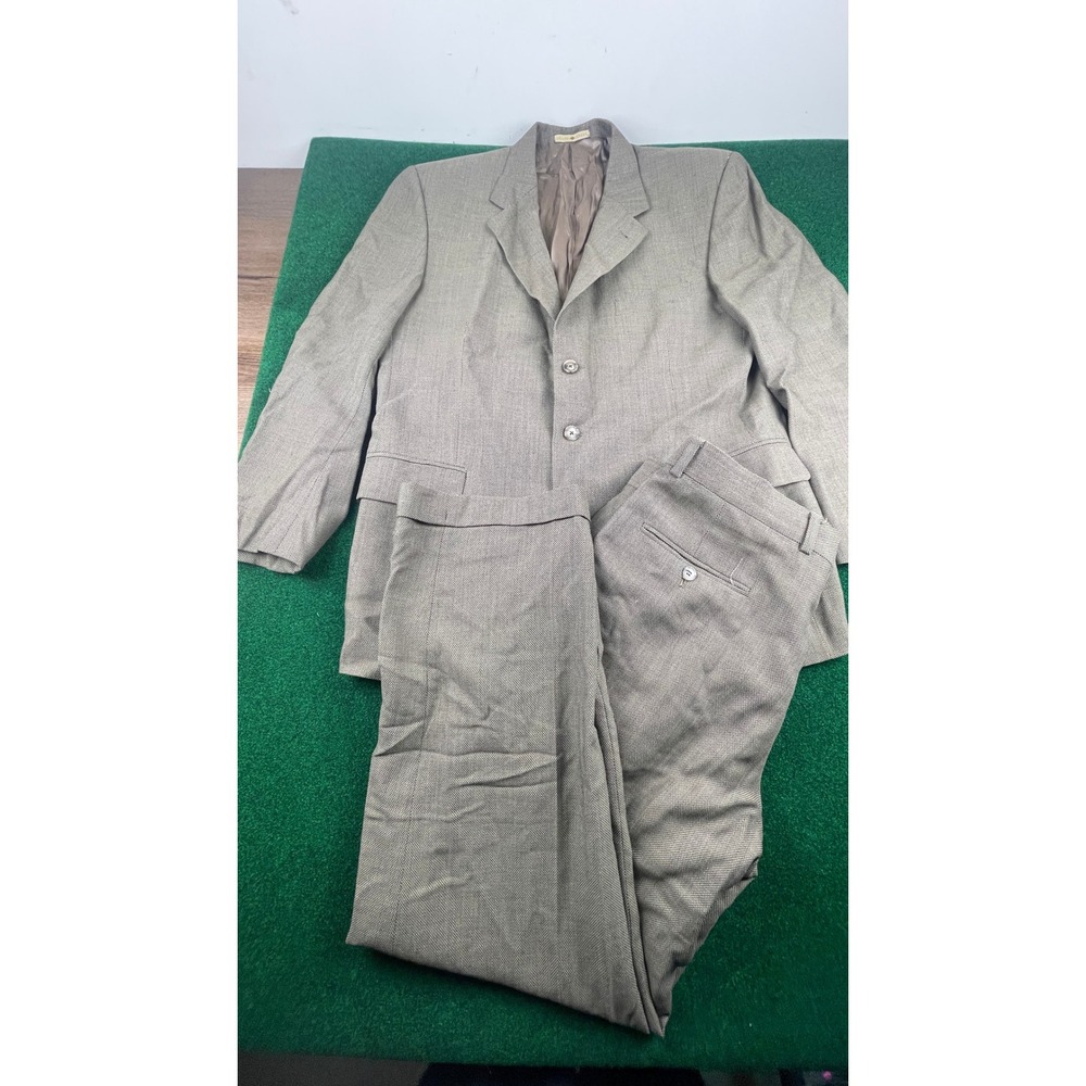 Joseph Abboud Men's Two Piece Suit‎ Jacket Pants Tan Herringbone Classic Fit